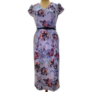 New York & Company Floral Cap-Sleeve Sheath Dress